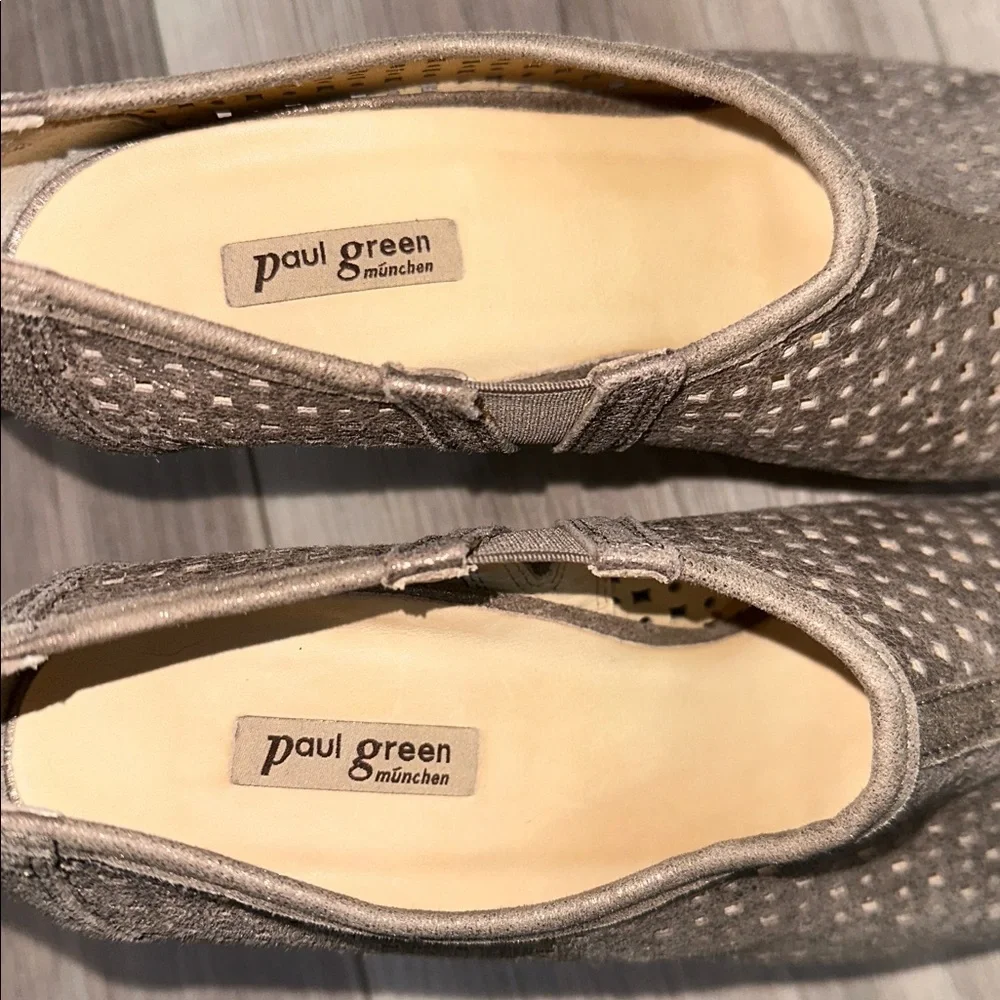 Paul Green leather perforated open toe stiletto shoes size 6.5